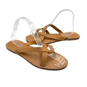 Madewell NEW Boardwalk Desert Camel Brown Leather Thong Flip Flop Strappy Sandal